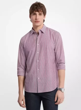 Koszula w paski z mieszanki bawełny o klasycznym kroju