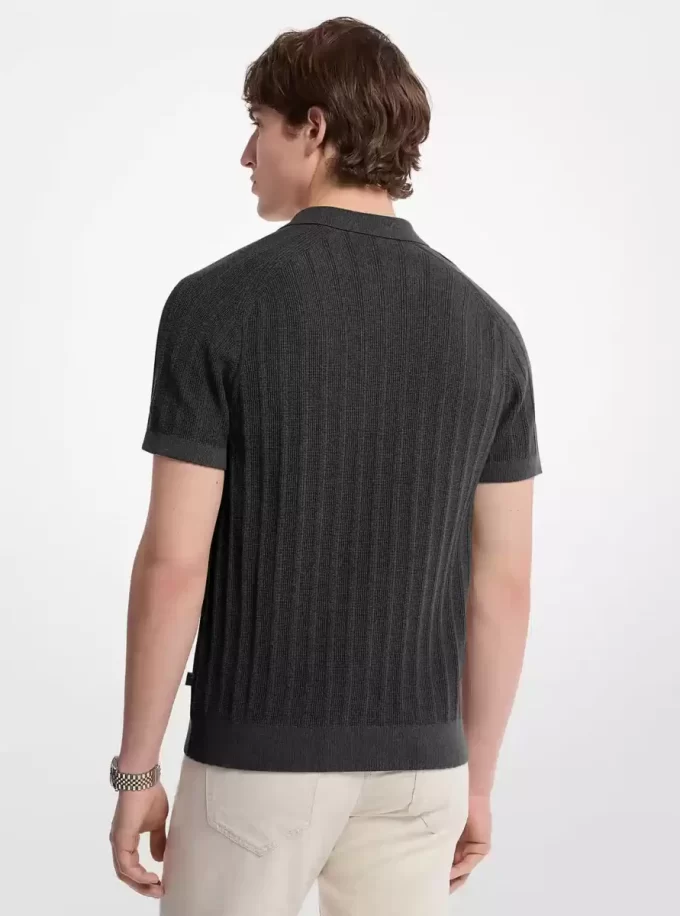 Koszulka polo z dzianiny bawełnianej z zamkiem błyskawicznym