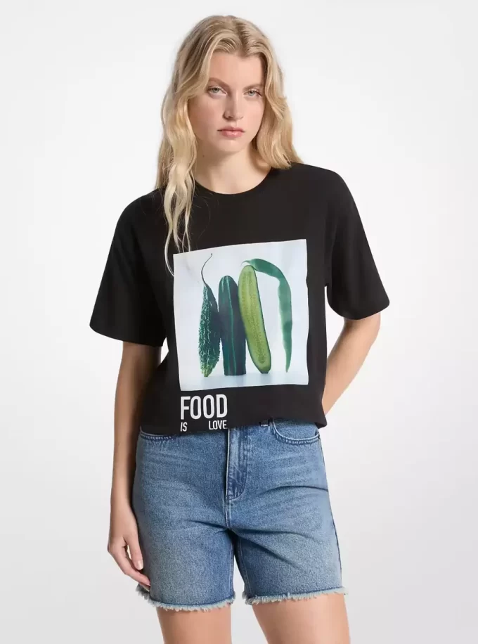 Koszulka z mieszanki bawełny i lnu „Obejrzyj głód”