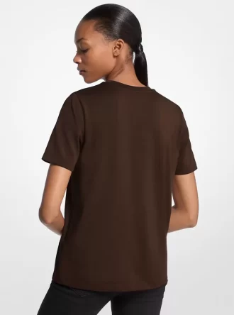 Koszulka z organicznej bawełny z ozdobnym logo i ćwiekami