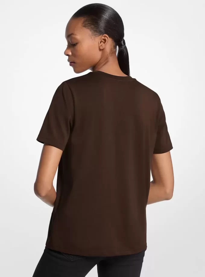 Koszulka z organicznej bawełny z ozdobnym logo i ćwiekami