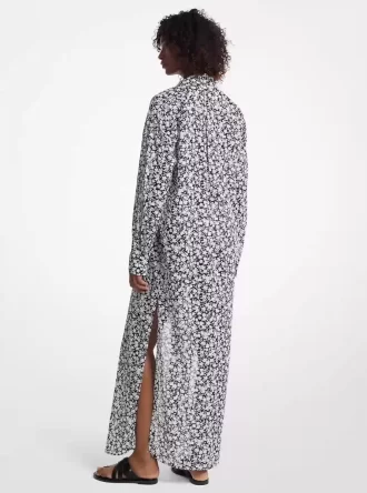 Koszulowa sukienka z bawełny z nadrukiem kwiatowym