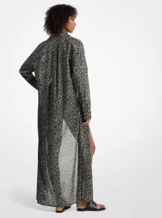 Koszulowa sukienka z bawełny z nadrukiem kwiatowym