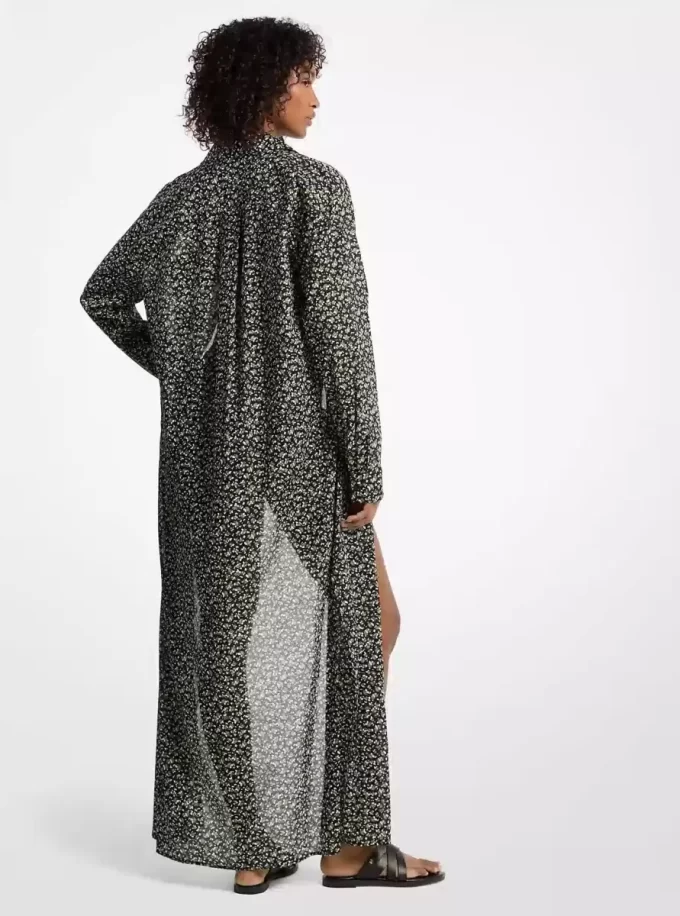 Koszulowa sukienka z bawełny z nadrukiem kwiatowym