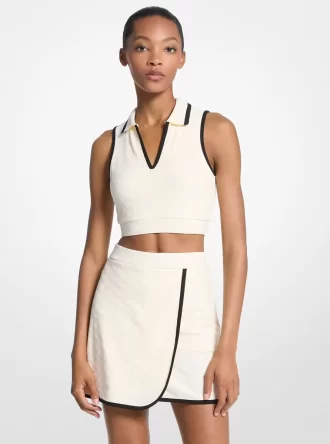 Krótki top z dzianiny żakardowej z logo