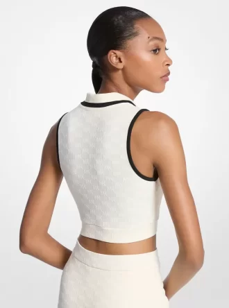 Krótki top z dzianiny żakardowej z logo