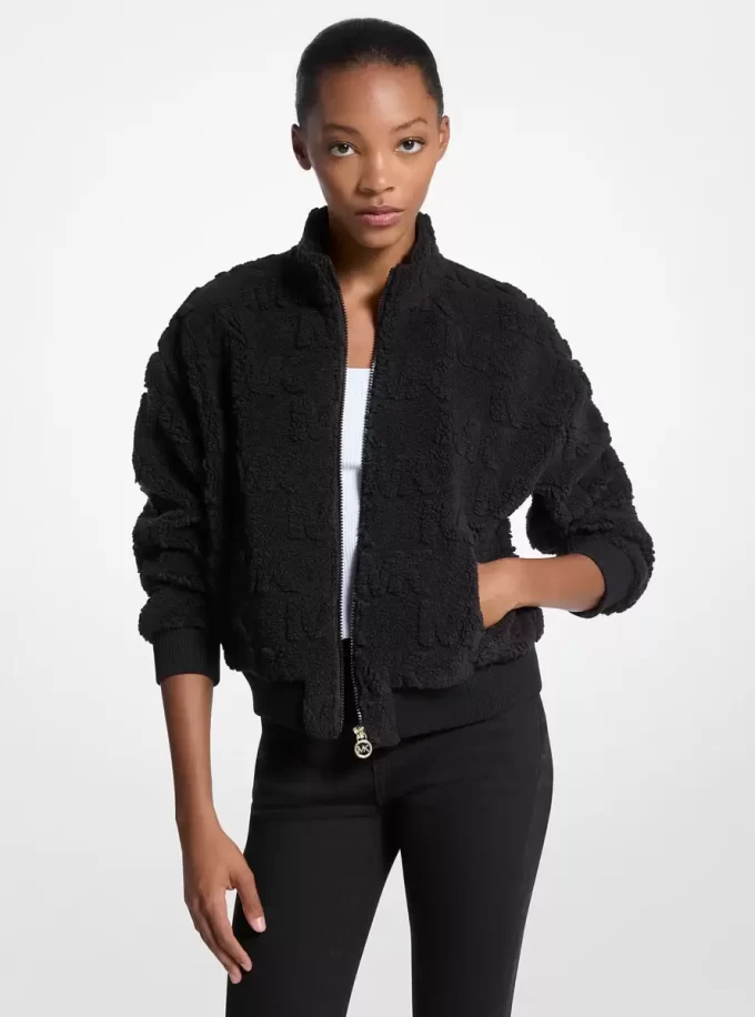 Kurtka żakardowa Sherpa z zamkiem błyskawicznym Kurtka żakardowa Sherpa z zamkiem błyskawicznym