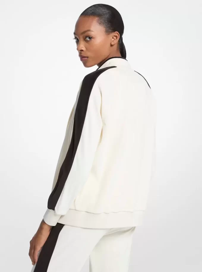 Kurtka z weluru w paski zapinana na suwak Kurtka z weluru w paski zapinana na suwak