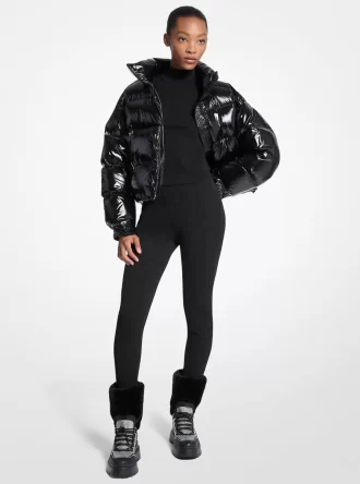 Leginsy narciarskie z wytłoczonym logo i żakardowym paskiem