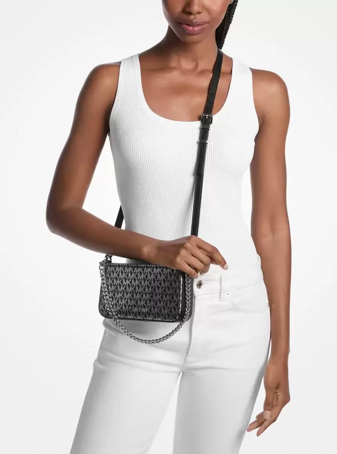 Mała metaliczna torebka z logo Bryant z możliwością demontażu