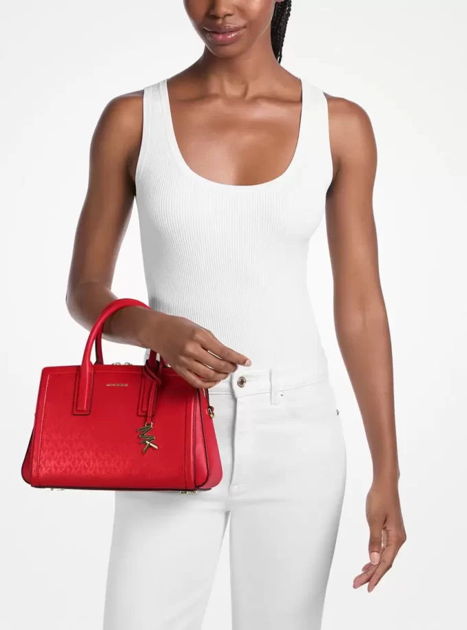 Mała metaliczna torebka z logo Laila