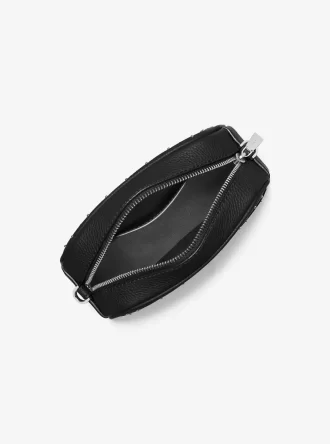 Mała torba na ramię Jet Set z ćwiekami ze skóry groszkowanej z aparatem