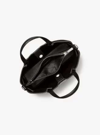 Mała torebka Carson z nadrukiem w panterkę z cielęcej sierści