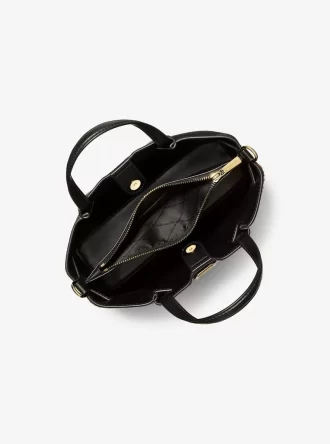 Mała torebka Carson z nadrukiem w panterkę z cielęcej sierści