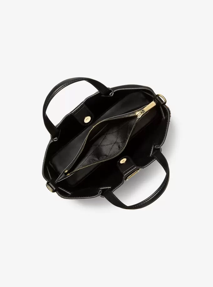 Mała torebka Carson z nadrukiem w panterkę z cielęcej sierści