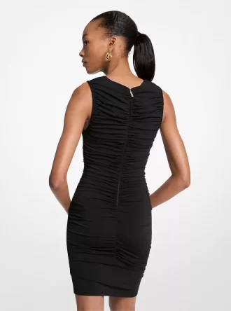 Marszczona, matowa sukienka mini z dżerseju