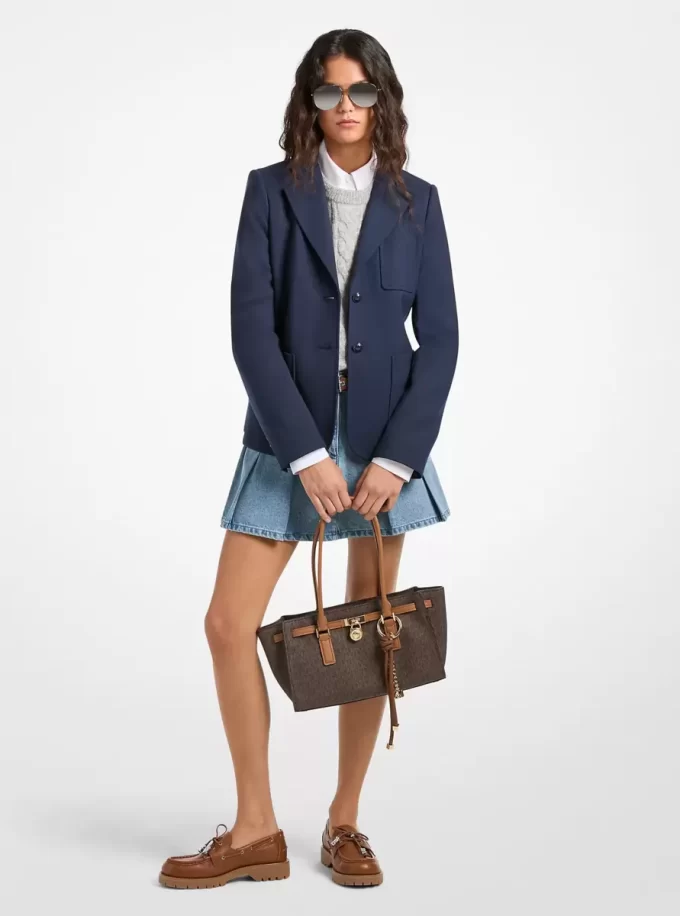 Marynarka z elastycznej mieszanki wełny i skośnego materiału