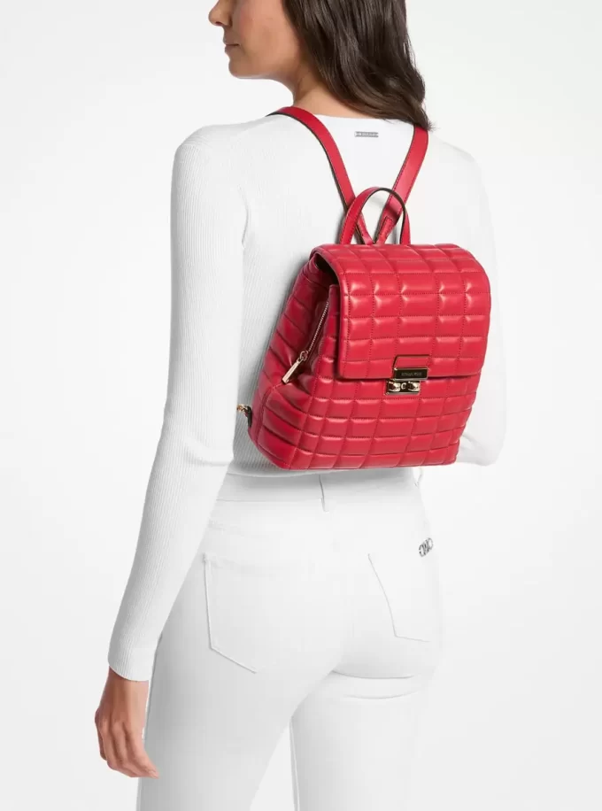 Mały pikowany skórzany plecak Tribeca