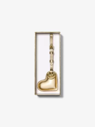 Metaliczny wisiorek do torebki ze skóry w kształcie serca