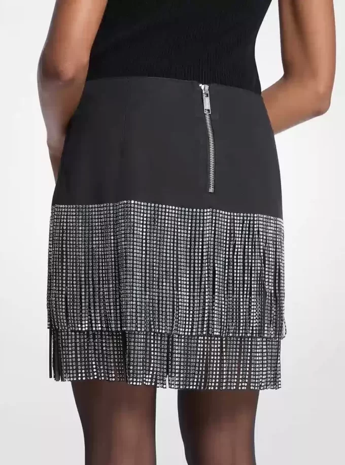 Mini spódniczka z frędzlami i ćwiekami