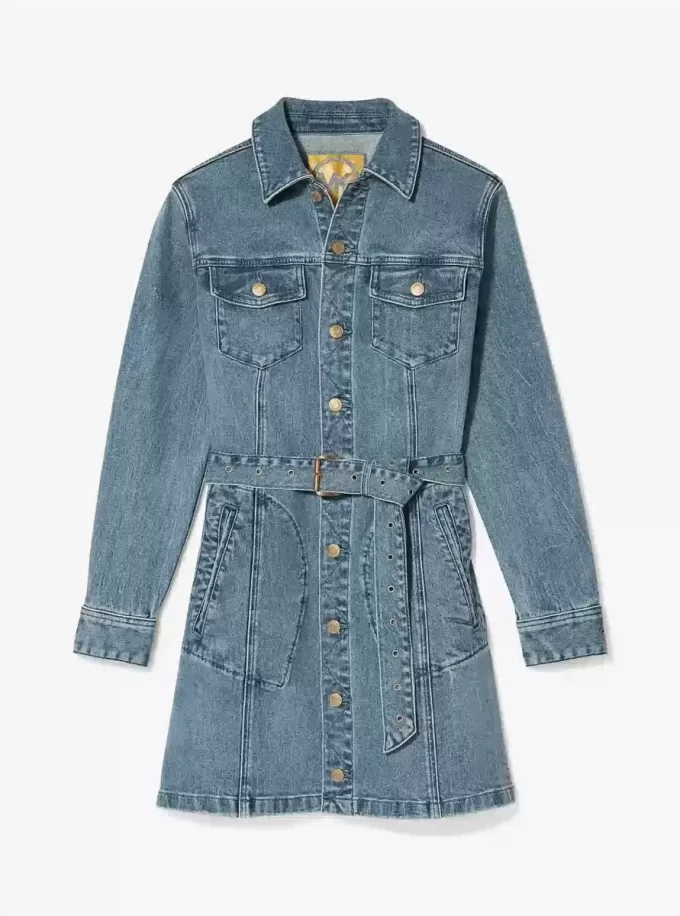 Mini sukienka z jeansu z paskiem