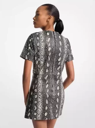 Mini sukienka ze skóry z wytłoczonym wzorem węża