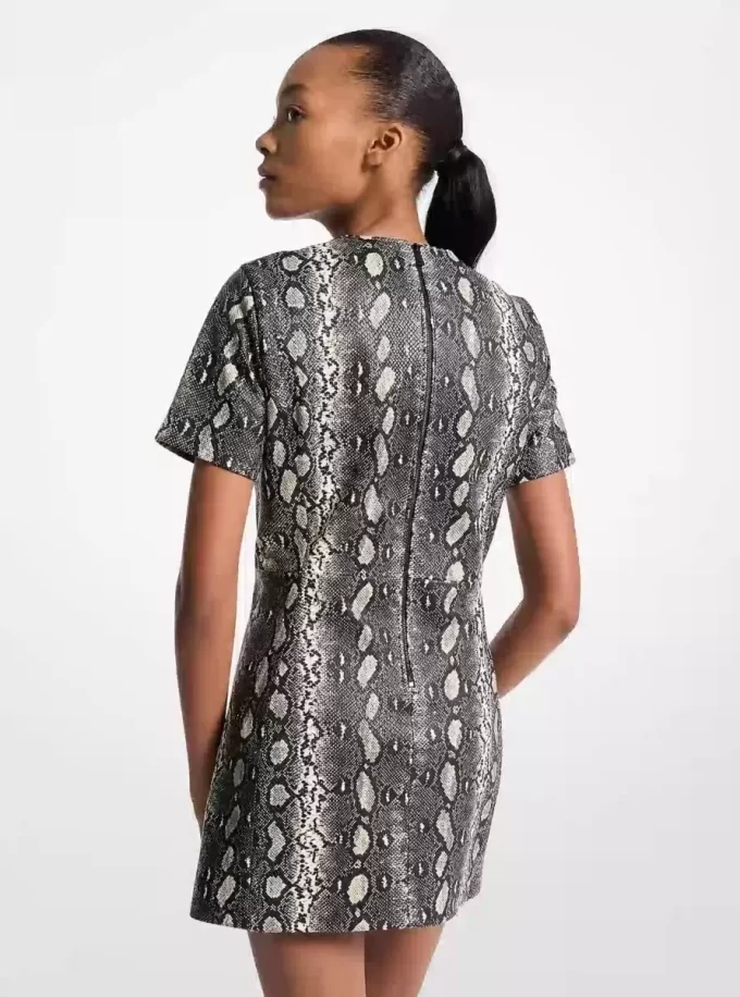 Mini sukienka ze skóry z wytłoczonym wzorem węża