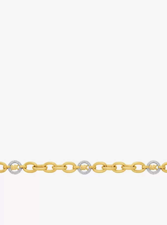 Naszyjnik z ogniwami łańcuszka Pavé MK Pop Charm