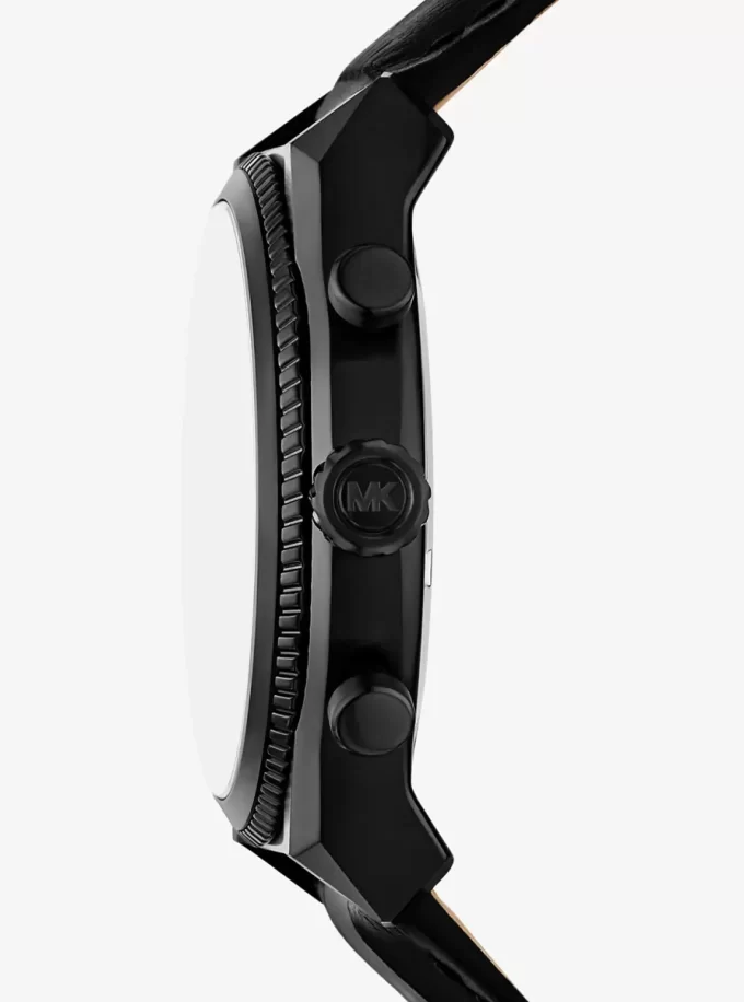 Oversized Panorama Watch w kolorze czarnym z tłoczoną skórą krokodyla