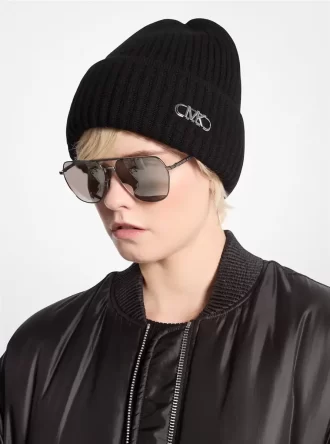 Prążkowana, elastyczna wełniana czapka beanie