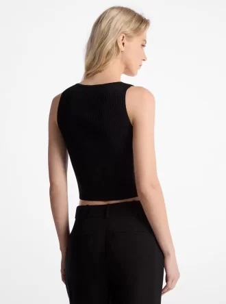 Prążkowany top z mieszanki wiskozy zapinany na suwak