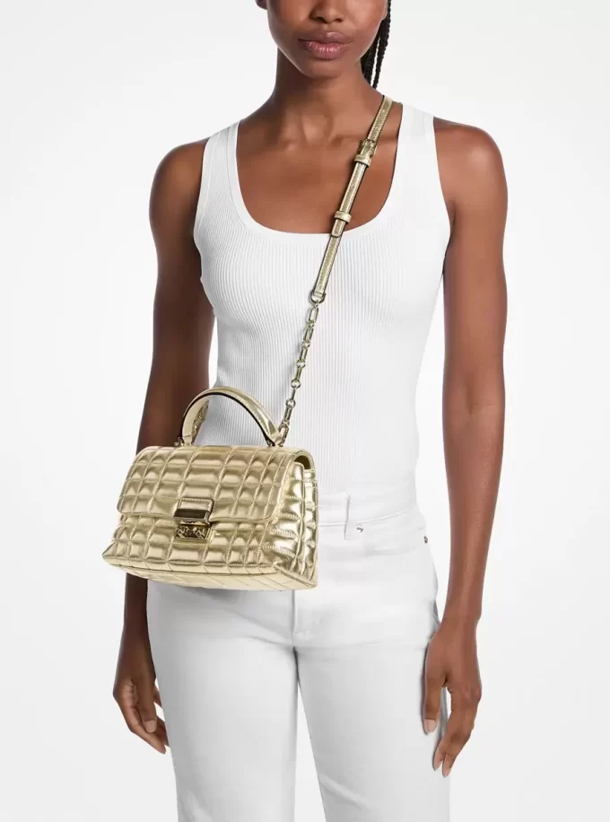 Średniej wielkości metaliczna skórzana torba Tribeca Średniej wielkości metaliczna skórzana torba Tribeca