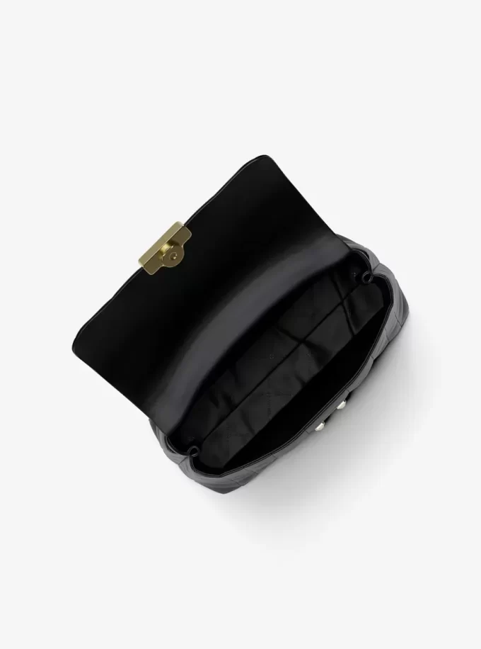 Średniej wielkości pikowana skórzana torba Tribeca