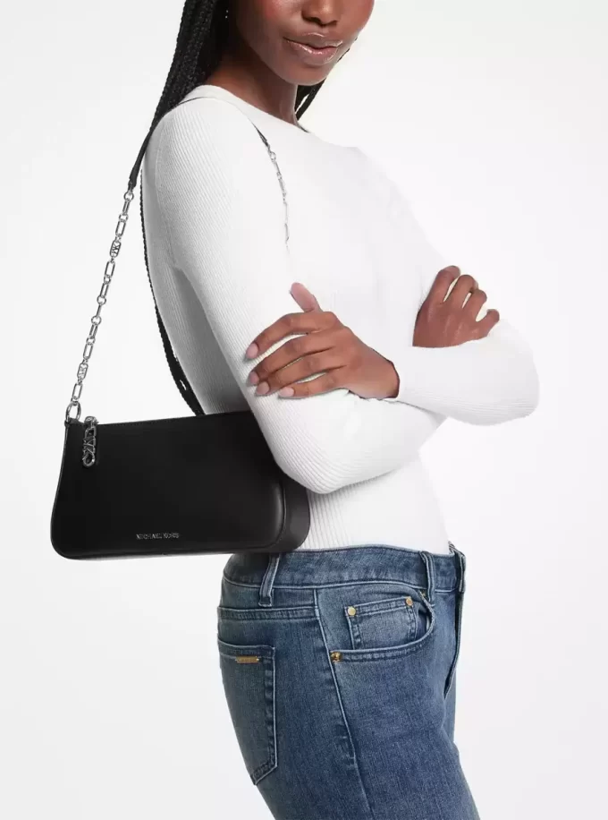 Średniej wielkości skórzana saszetka Empire z ogniwami łańcuszkowymi