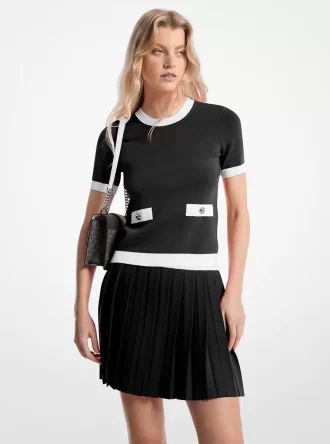 Rozciągliwy sweter z krótkim rękawem