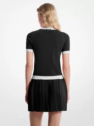 Rozciągliwy sweter z krótkim rękawem