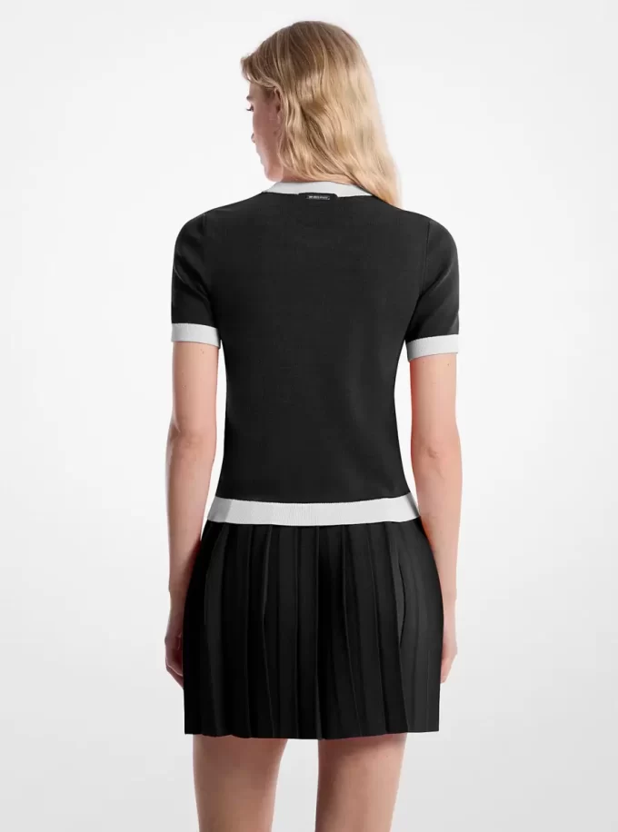 Rozciągliwy sweter z krótkim rękawem