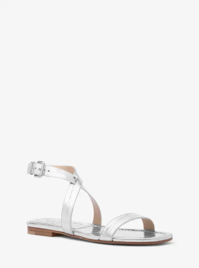 Sandały Bridgette z metalicznym wzorem krokodyla ze skóry