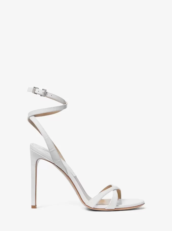 Sandały Chrissy ze skóry tłoczonej we wzór krokodyla