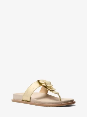 Sandały Jaden Crackled Metallic Leather Thong Sandal