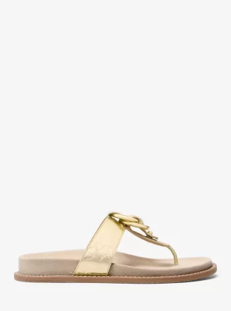 Sandały Jaden Crackled Metallic Leather Thong Sandal