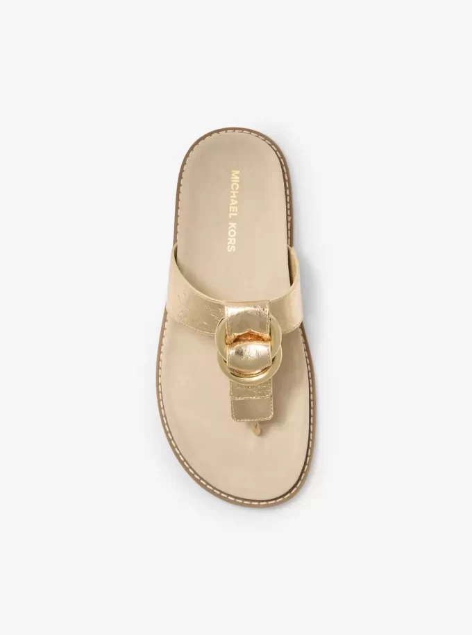 Sandały Jaden Crackled Metallic Leather Thong Sandal