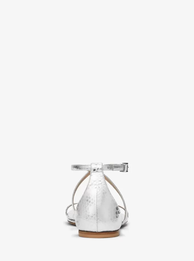 Sandały skórzane Polly Metallic Python Embossed