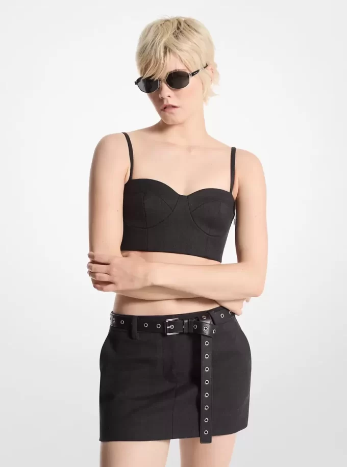 Spódnica mini z elastycznej mieszanki wełny