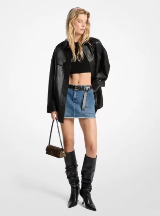 Spódnica mini z postrzępionego dżinsu