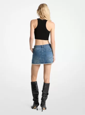 Spódnica mini z postrzępionego dżinsu