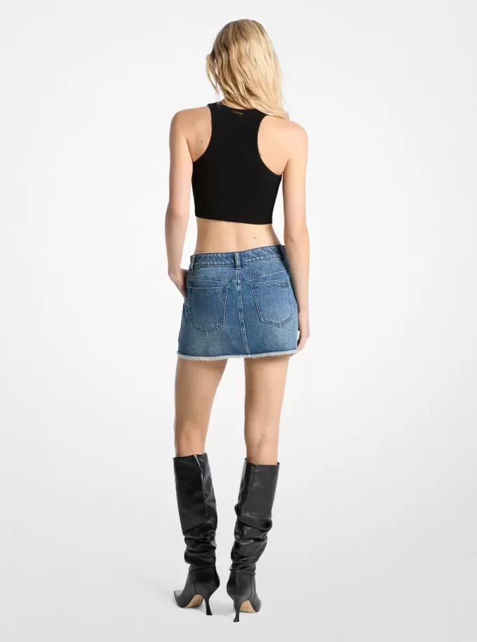 Spódnica mini z postrzępionego dżinsu