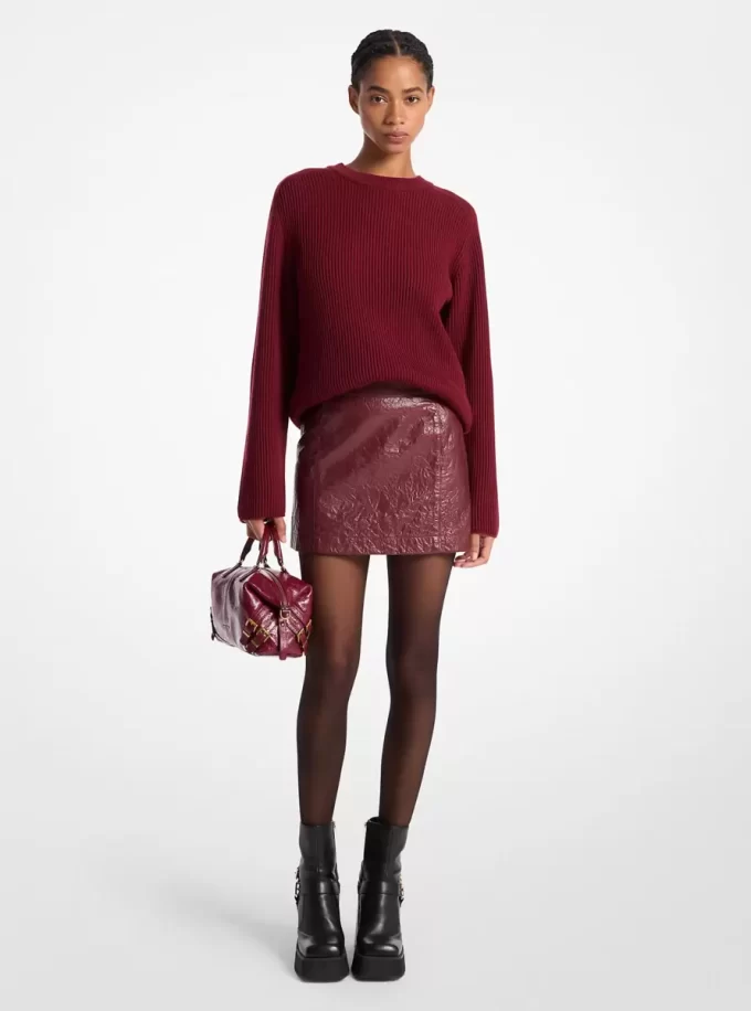 Spódnica mini z pranej skóry