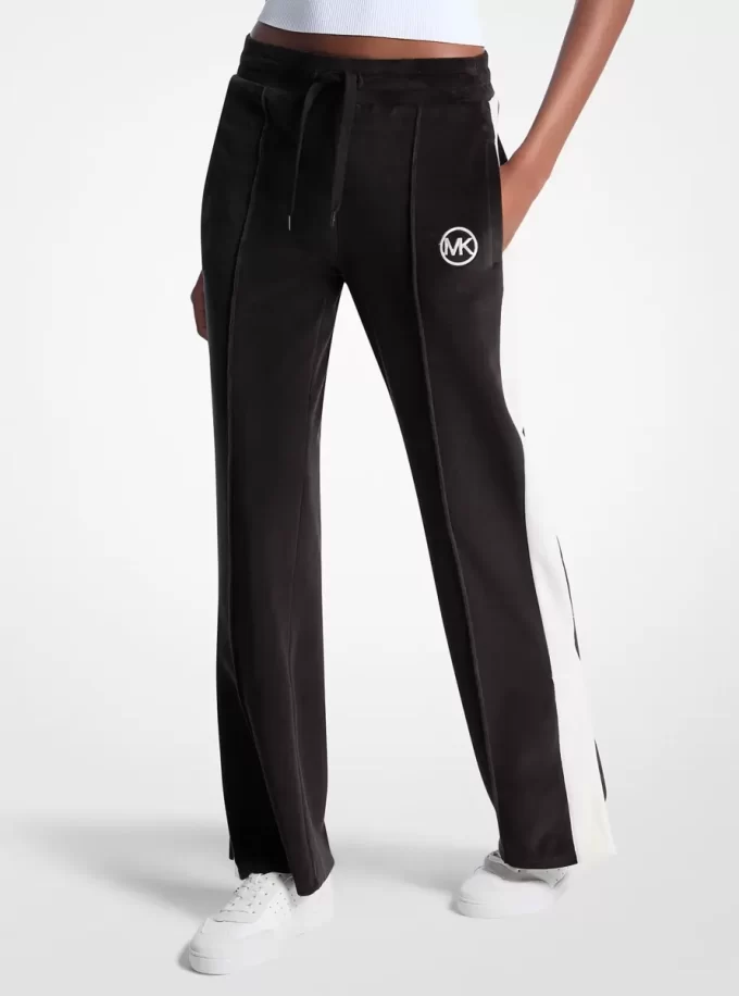 Spodnie dresowe w paski z weluru