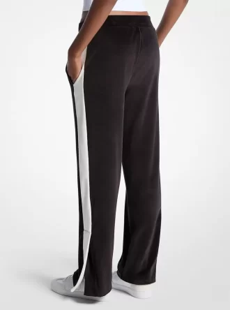 Spodnie dresowe w paski z weluru